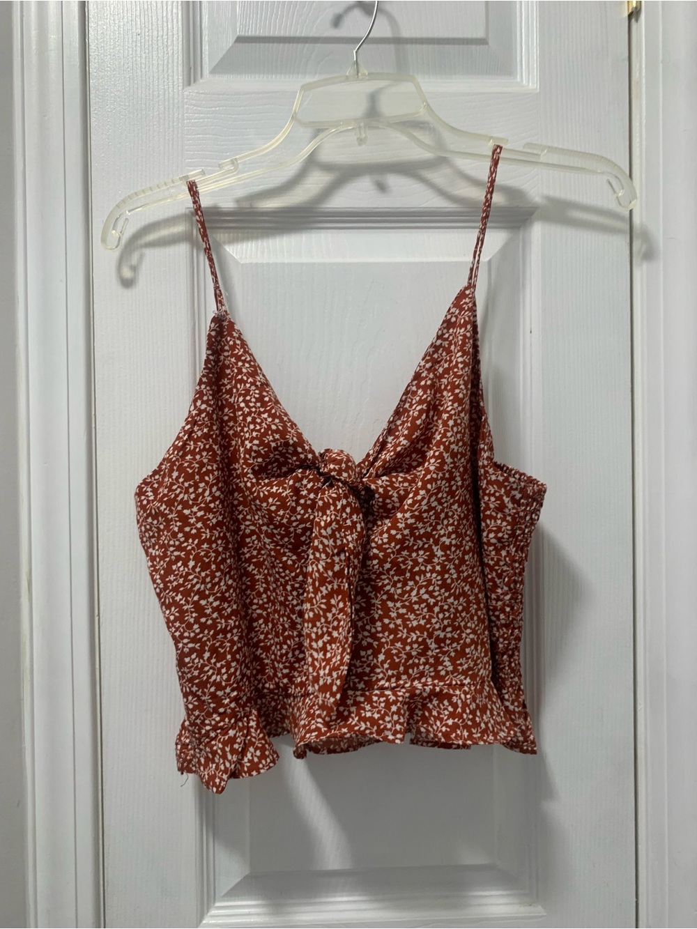 Rust Floral Tie-Front Cami Top